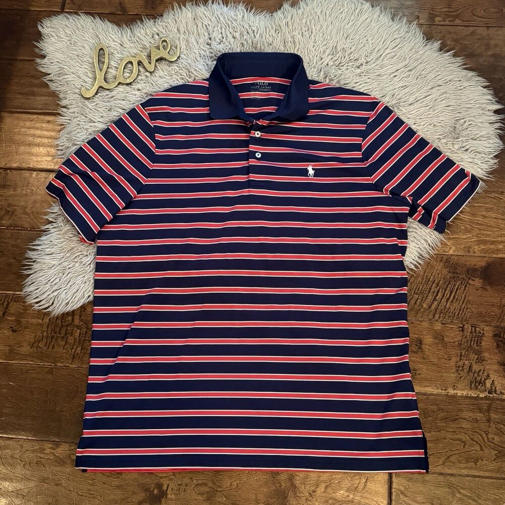Polo Ralph Lauren Performance Classic Fit Polo Red White Blue Mens Size Large
